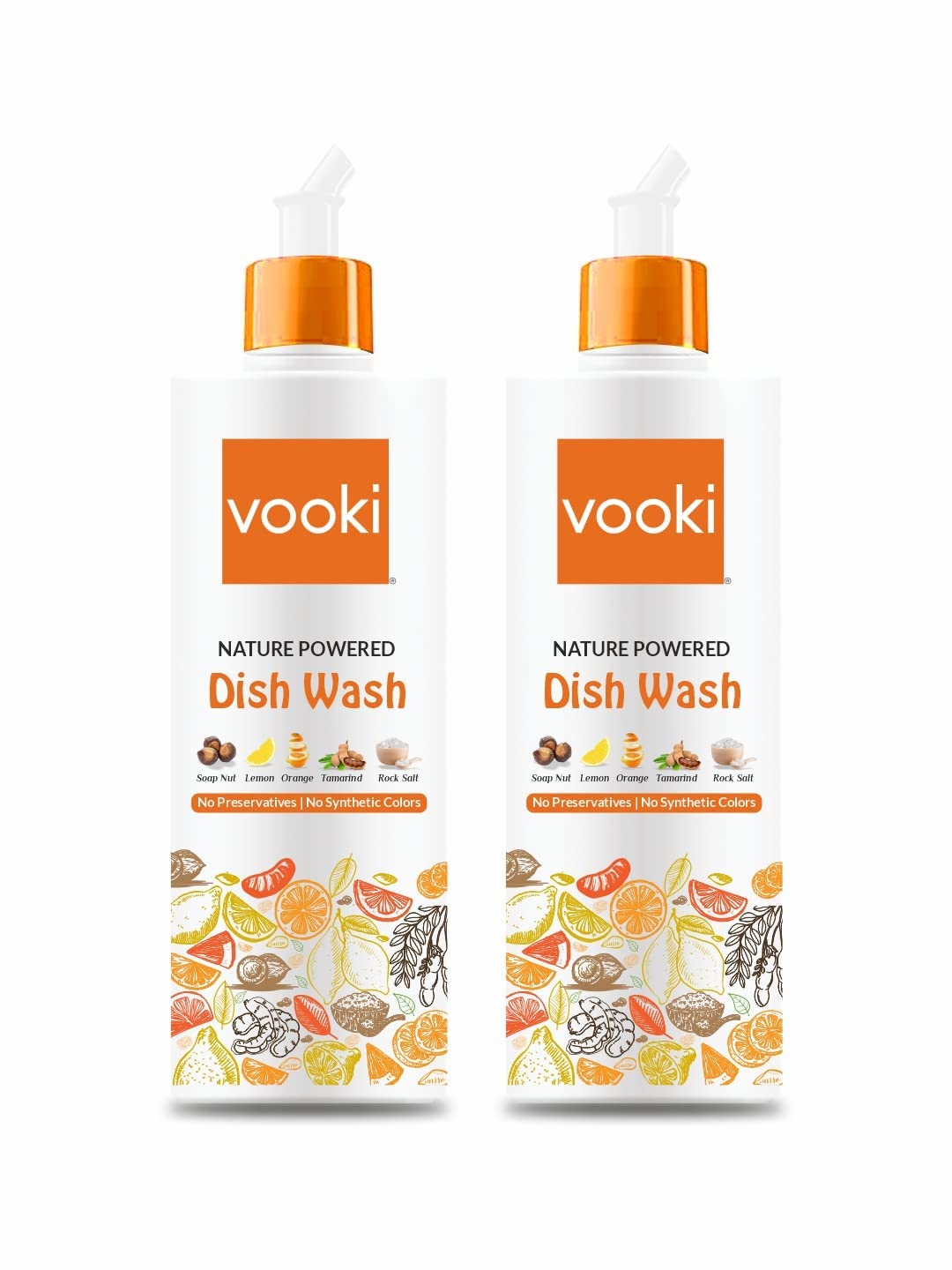 Vooki Nature Powered Natural Dish Wash Gel, No Preservatives, No Synthetic Colors - 500 ml (Pack of 2)…
