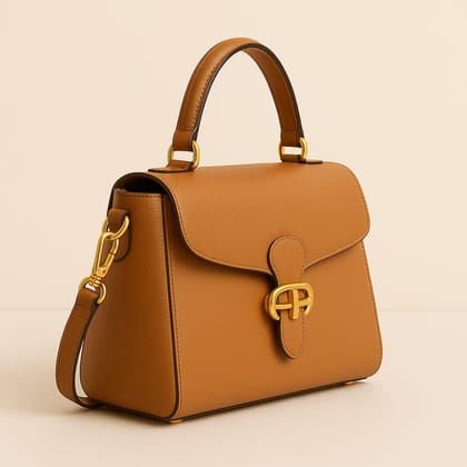 Classic Tan Leather Structured Handbag