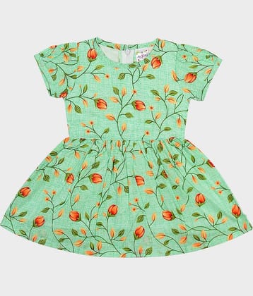 Me N My CLOSET Pack of 1 Baby Girls Cotton Frock ( Sea Green )