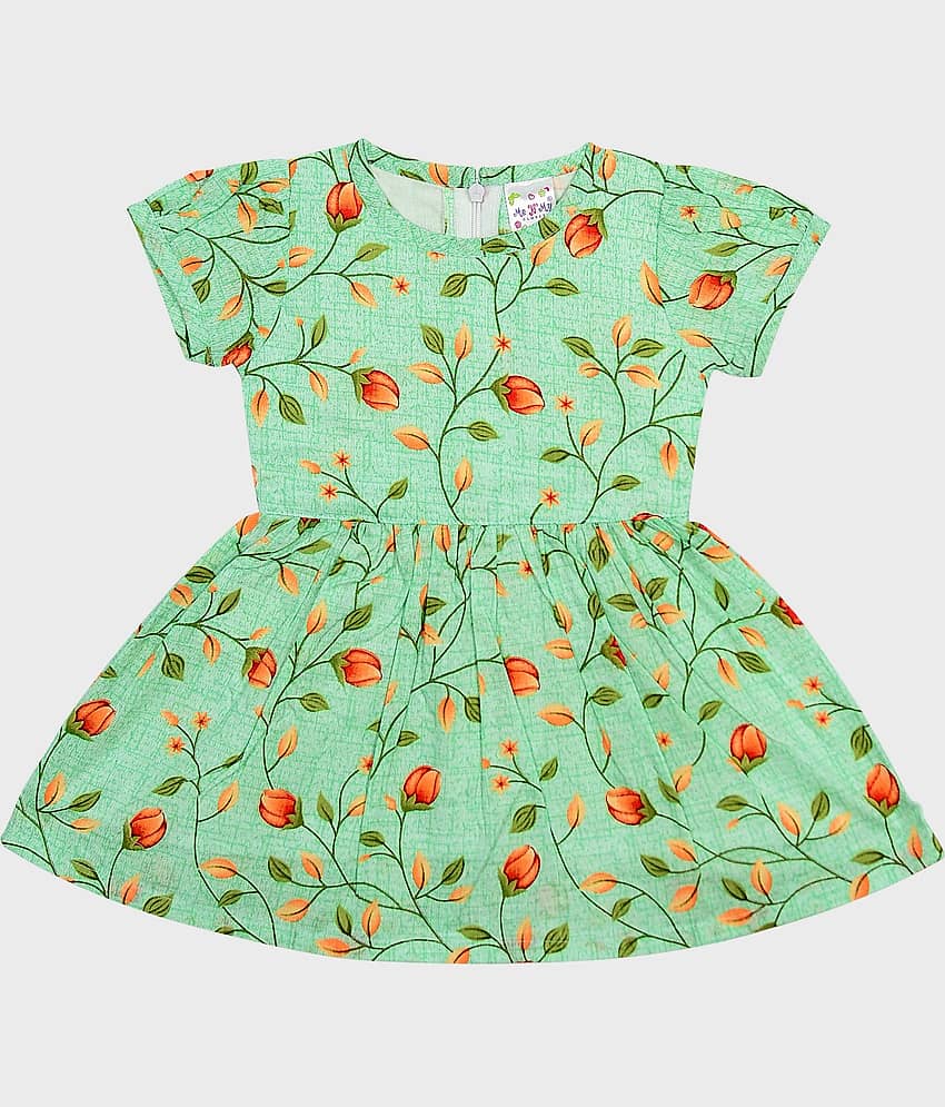 Me N My CLOSET Pack of 1 Baby Girls Cotton Frock ( Sea Green )