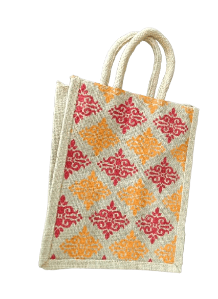 Eco-Friendly Jute Tote Bag with Floral Pattern