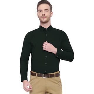 Baleshwar Men Green Solid Formal Shirt (Pack of 1 )
