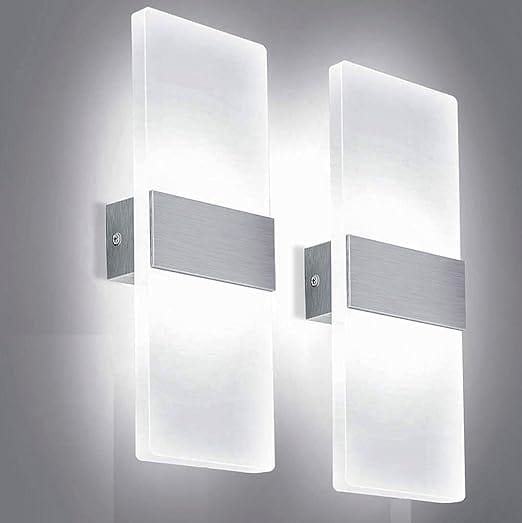 (Pack of 2 15 Watts Rectangular Acrylic LED Wall Lamp- White