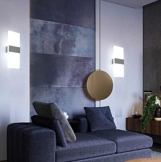 (Pack of 2 15 Watts Rectangular Acrylic LED Wall Lamp- White