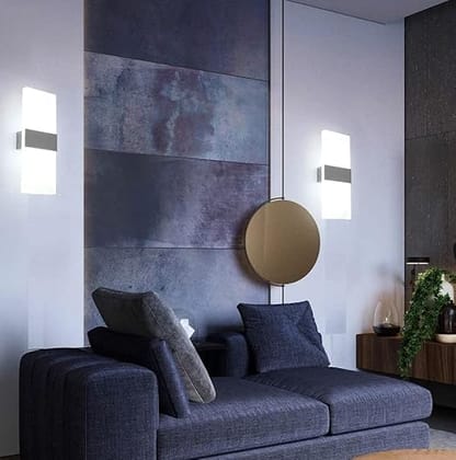 (Pack of 2 15 Watts Rectangular Acrylic LED Wall Lamp- White