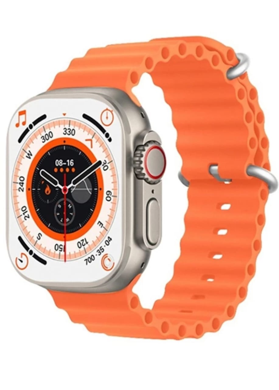 Ultra Smartwatch with Orange Strap - Silver Case
