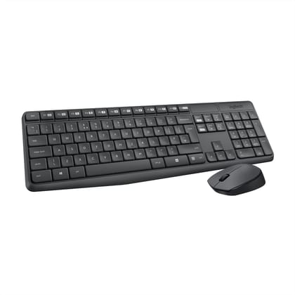 Logitech MK235 Wireless Keyboard and Mouse Set for Windows, 2.4 GHz Wireless combo, 15 FN Keys, Long Battery Life, Compatible with PC, Laptop - Black (unboxed)
