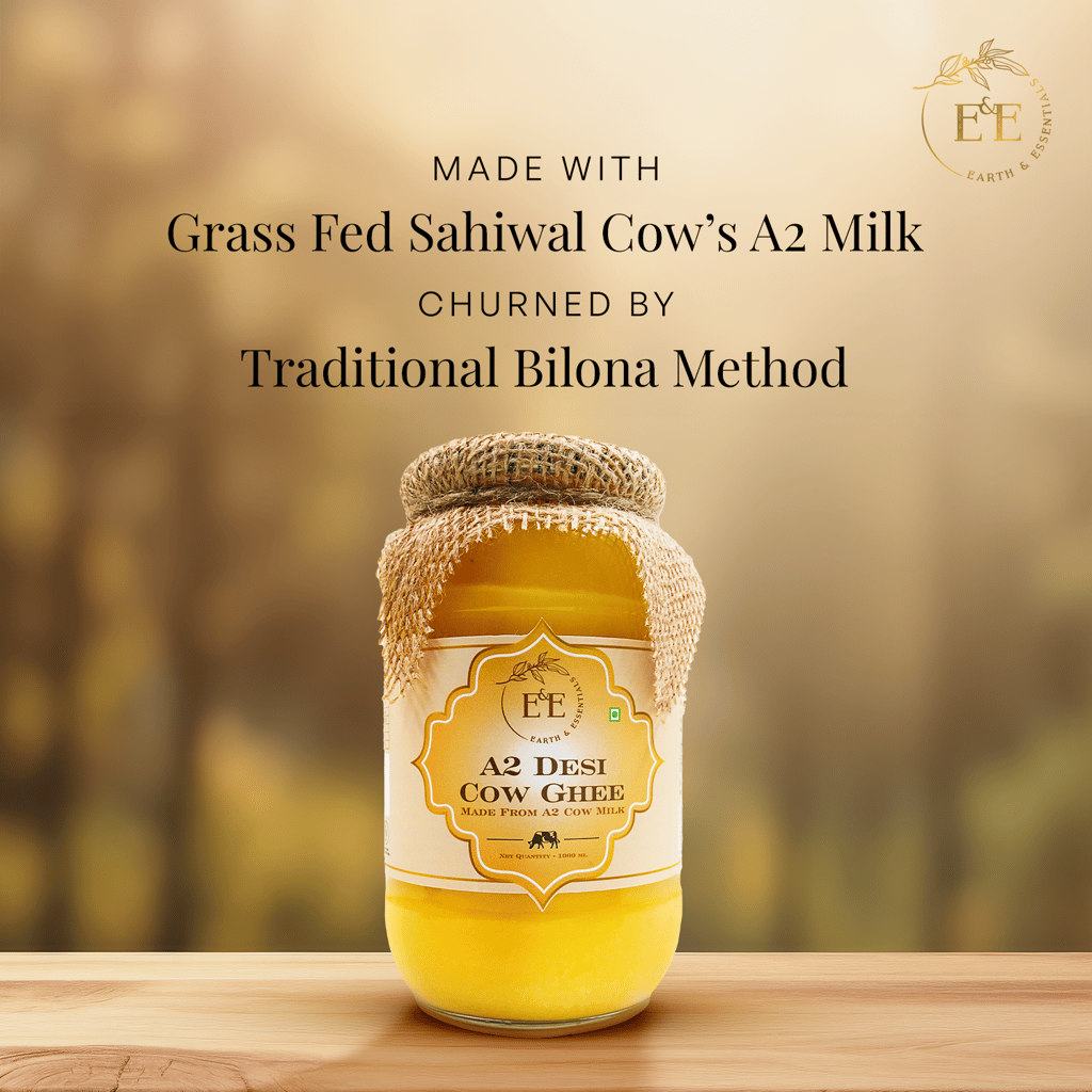 Earth and Essentials A2 Bilona Desi Cow Ghee (1000ml) - 100% Pure & Healthy Farm Fresh Gir Cow Ghee | Rich in Nutrients & Antioxidant I Lab Tested I Boost Immunity, Easy to Digest, Lowers Cholesterol