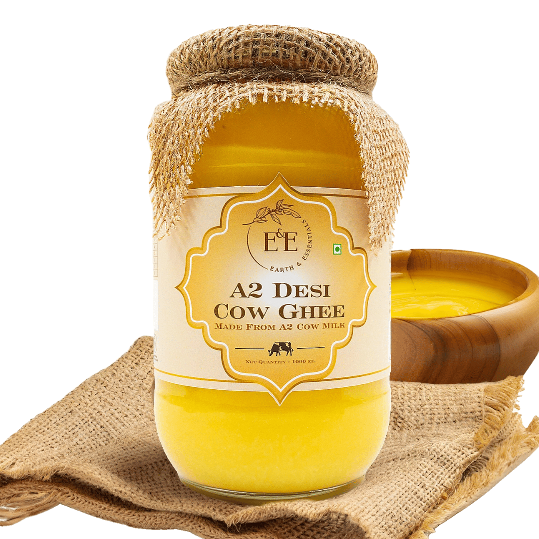 Earth and Essentials A2 Bilona Desi Cow Ghee (1000ml) - 100% Pure & Healthy Farm Fresh Gir Cow Ghee | Rich in Nutrients & Antioxidant I Lab Tested I Boost Immunity, Easy to Digest, Lowers Cholesterol
