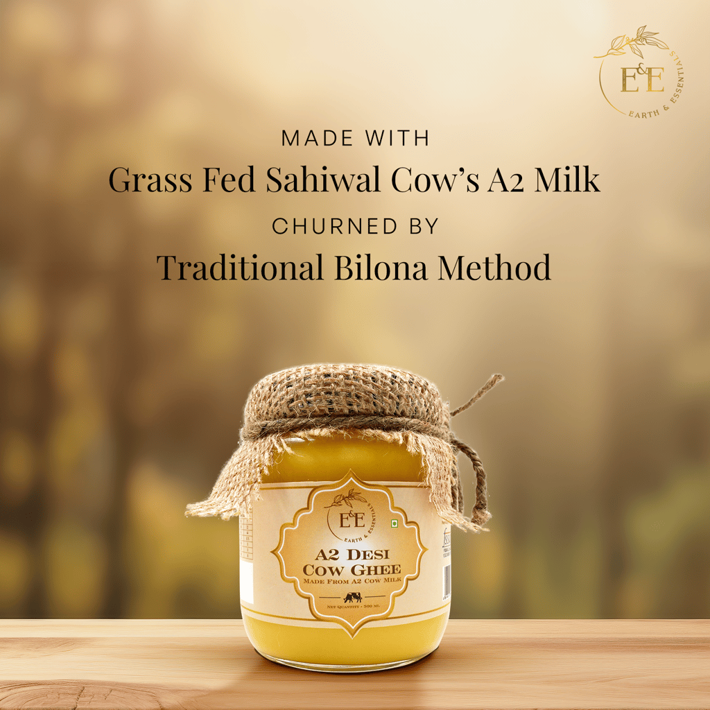 Earth and Essentials A2 Bilona Desi Cow Ghee (500ml) - 100% Pure & Healthy Farm Fresh Gir Cow Ghee | Rich in Nutrients & Antioxidant I Lab Tested I Boost Immunity, Easy to Digest, Lowers Cholesterol