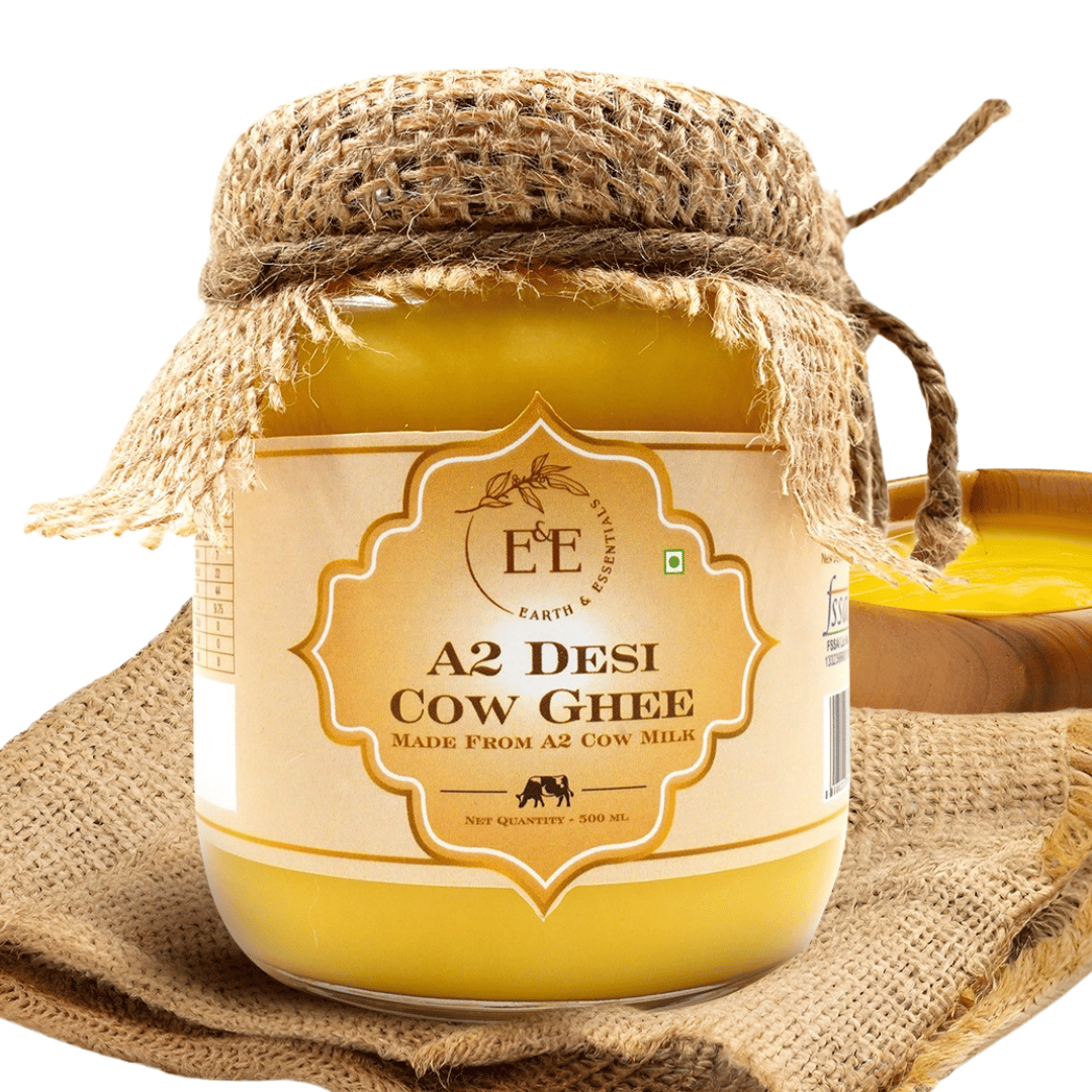 Earth and Essentials A2 Bilona Desi Cow Ghee (500ml) - 100% Pure & Healthy Farm Fresh Gir Cow Ghee | Rich in Nutrients & Antioxidant I Lab Tested I Boost Immunity, Easy to Digest, Lowers Cholesterol