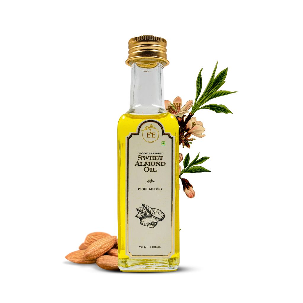 Earth and Essentials Woodpressed Almond Oil (100ml) | Kashmiri Mamra Badam Tel for Skin & Haircare | 100% Pure & Unrefined | Lab Certified | Vitamin E & Antioxidant | Baby Massage & Culinary Use