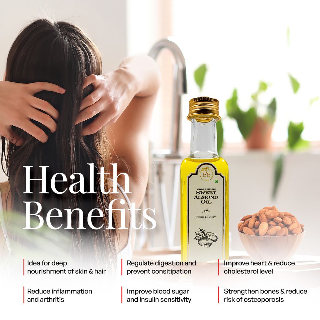 Earth and Essentials Woodpressed Almond Oil (100ml) | Kashmiri Mamra Badam Tel for Skin & Haircare | 100% Pure & Unrefined | Lab Certified | Vitamin E & Antioxidant | Baby Massage & Culinary Use