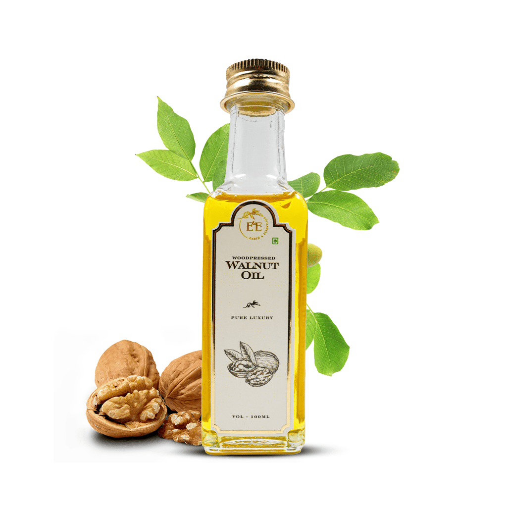 Earth and Essentials Woodpressed Walnut Oil (100ml) | Kashmiri Akhrot Virgin Edible Tel | 100% Pure & Unrefined | Lab Certified | Omega-3 & Antioxidant | Skin & Haircare | Support Heart & Brain Health