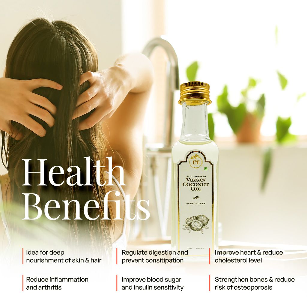Earth and Essentials Woodpressed Virgin Coconut Oil (100ml) | Nariyal Tel | 100% Pure & Chemical-Free | Lab Certified | Rich in MCT & Vitamin E | Skin & Haircare | Baby Massage, Oil Pulling & Cooking