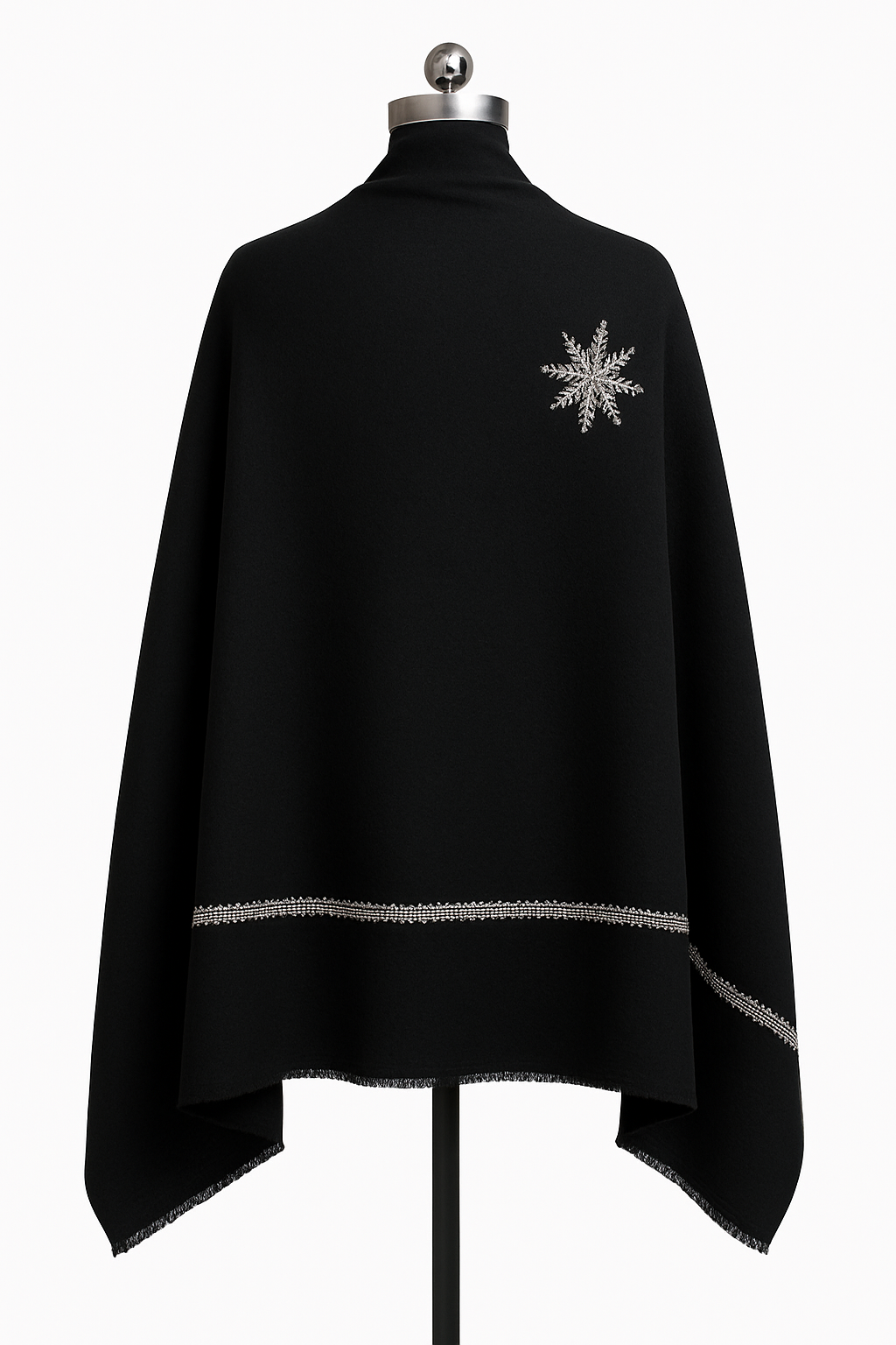 Black Snowflake Shawl - Elegant Winter Wrap