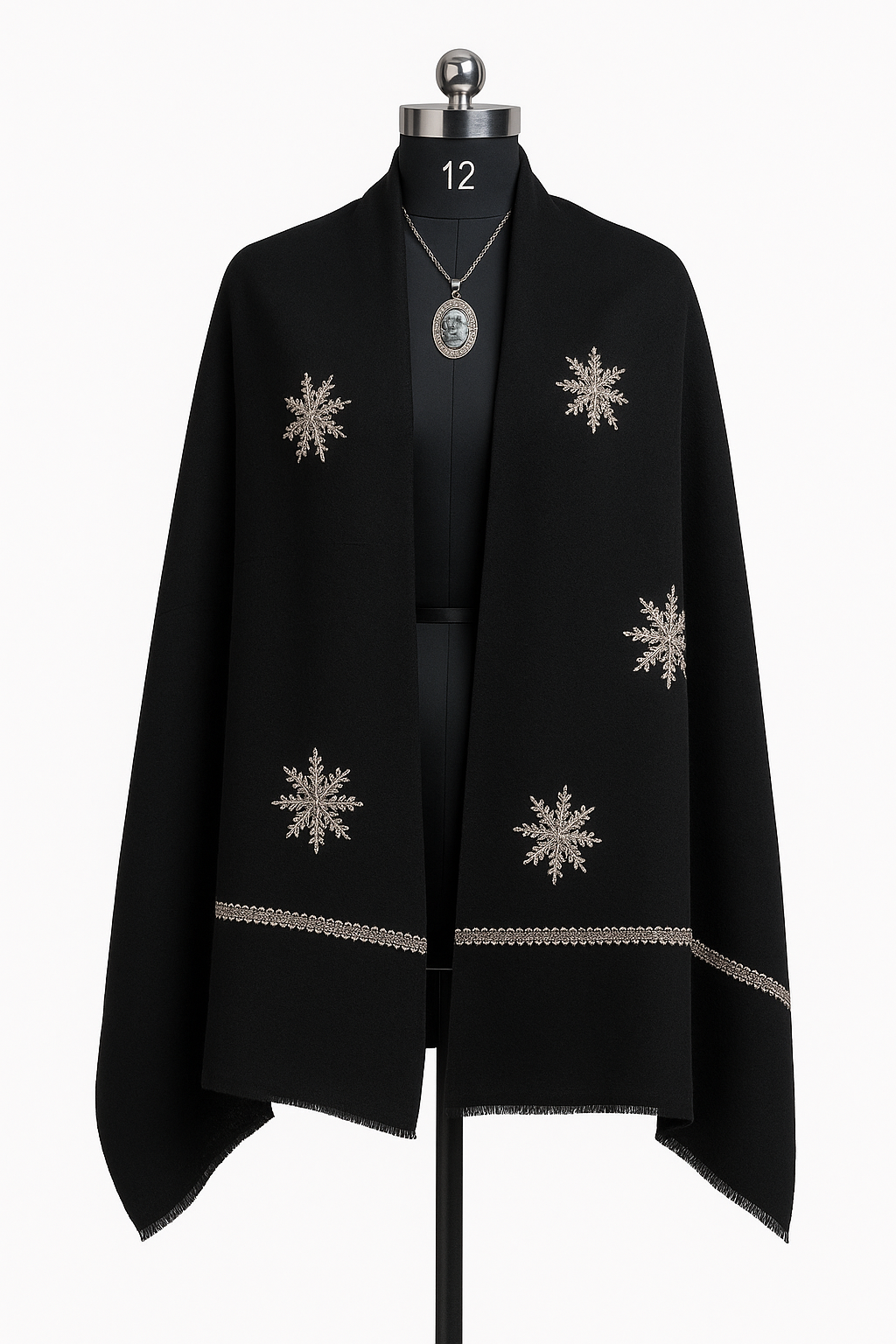 Black Snowflake Shawl - Elegant Winter Wrap