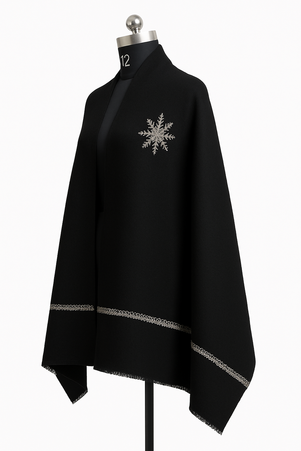 Black Snowflake Shawl - Elegant Winter Wrap