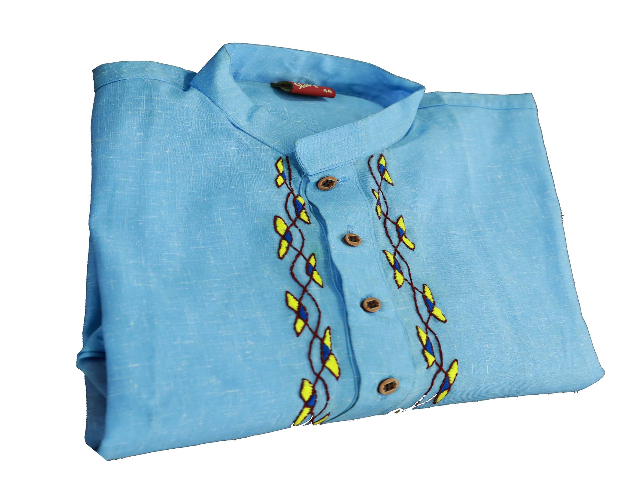 Sky Blue Cotton Kurta with Embroidered