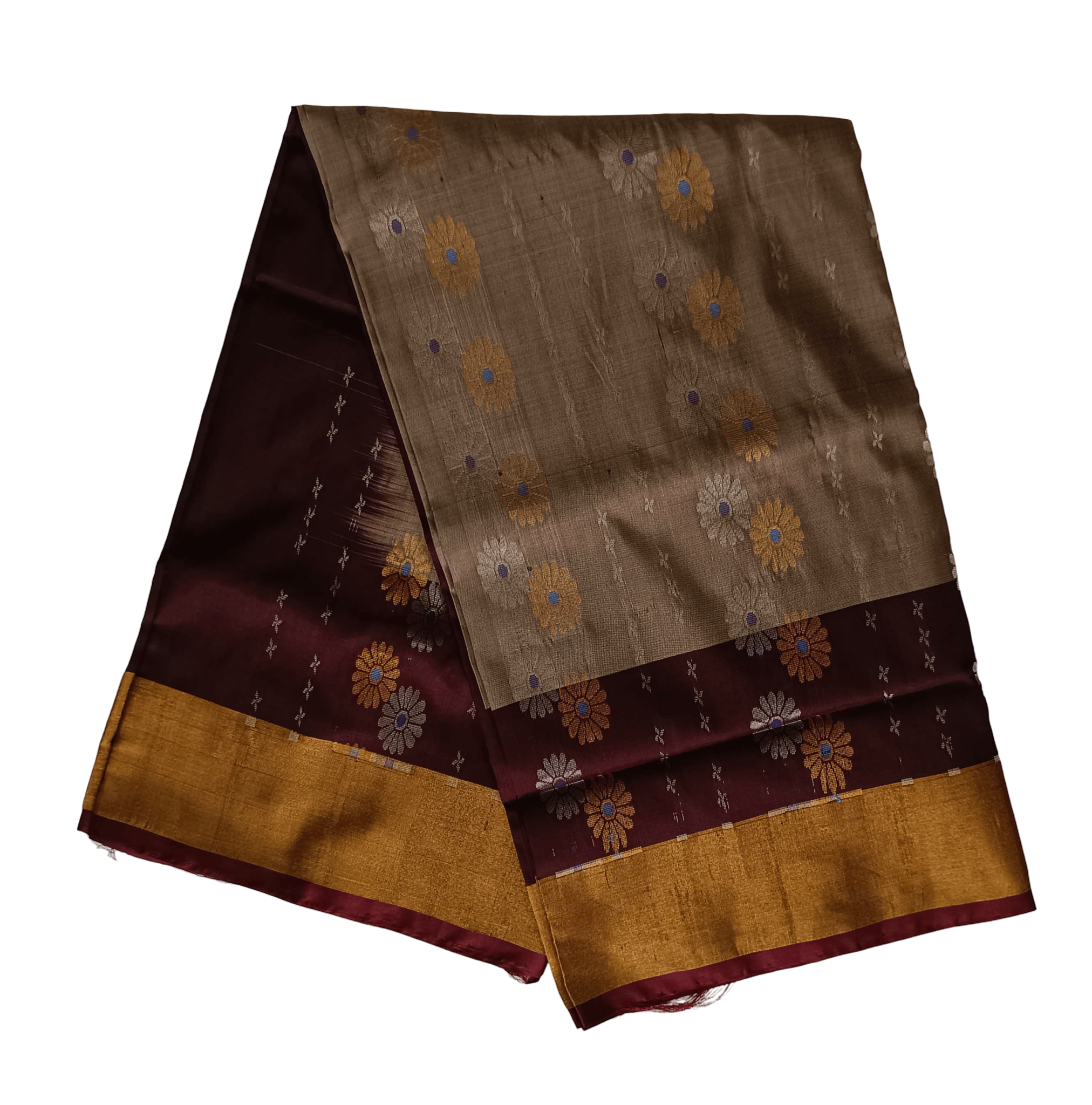 Uppada Pattu Saree with All Over Buttis (Brown)