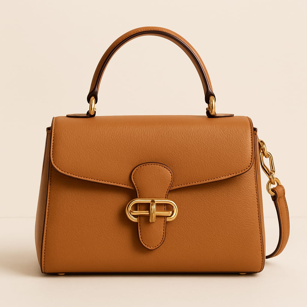 Classic Tan Leather Structured Handbag