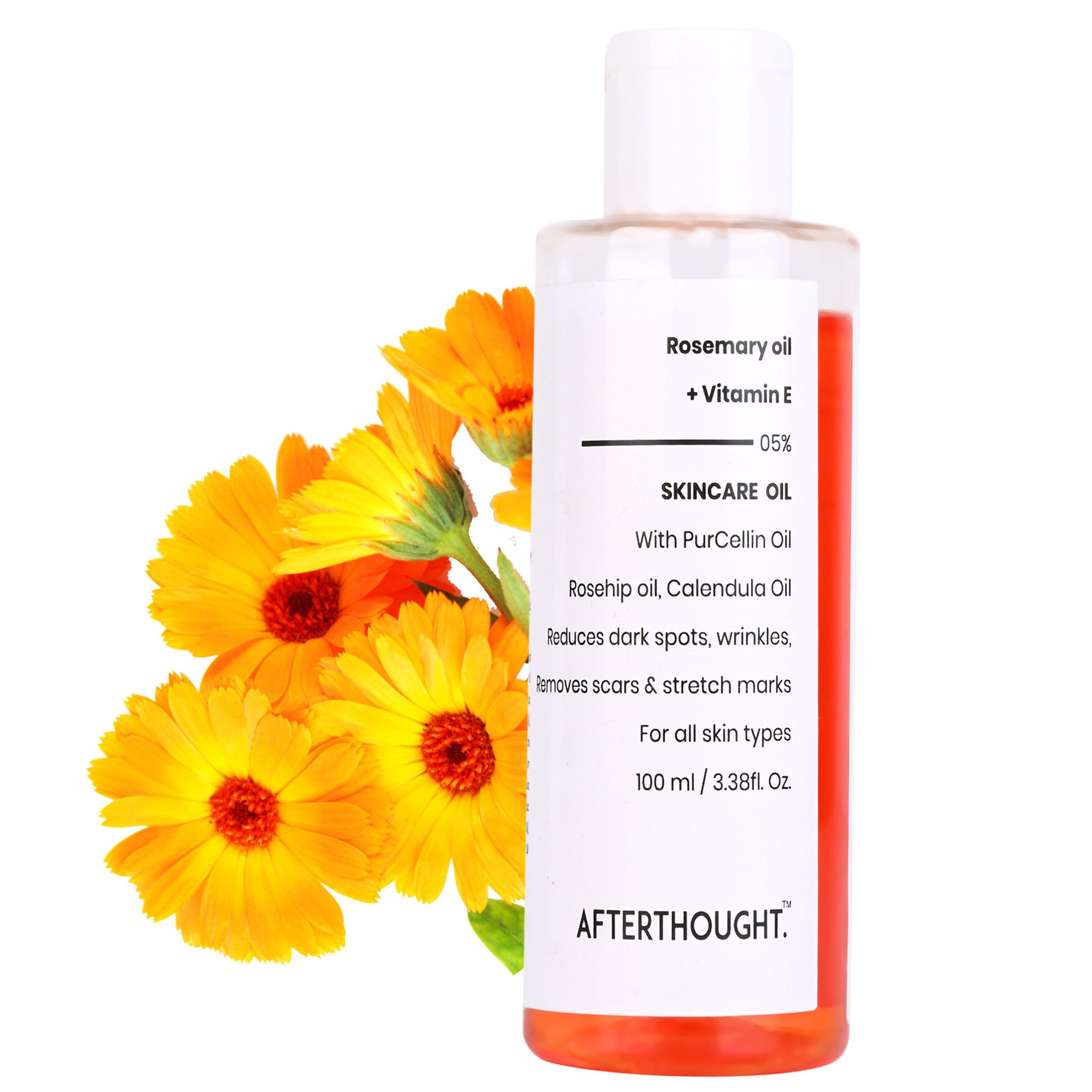 Afterthought Skincare Oil Suitable for Stretch Marks | Scar Removal | Uneven Skin Tone | Rosemary and Vitamin E | All Skin Types | 100 ml