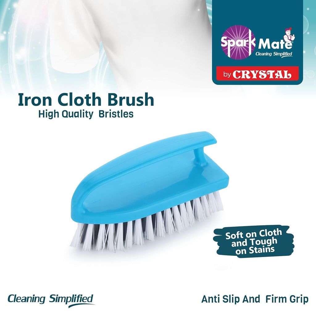 Sparkmate By Crystal Iron Shape Cloth Cleaning Brush with Easy Grip Handle (Pack of 2)