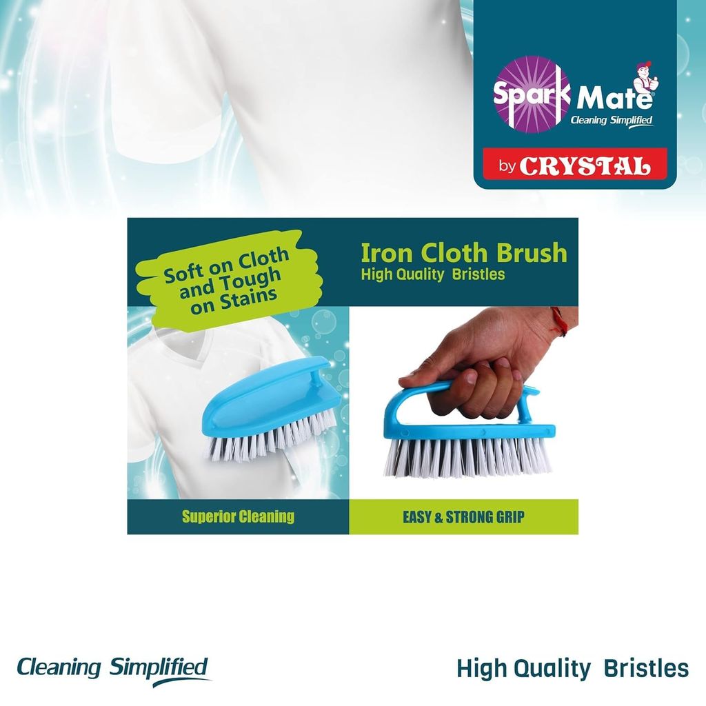 Sparkmate By Crystal Iron Shape Cloth Cleaning Brush with Easy Grip Handle (Pack of 2)