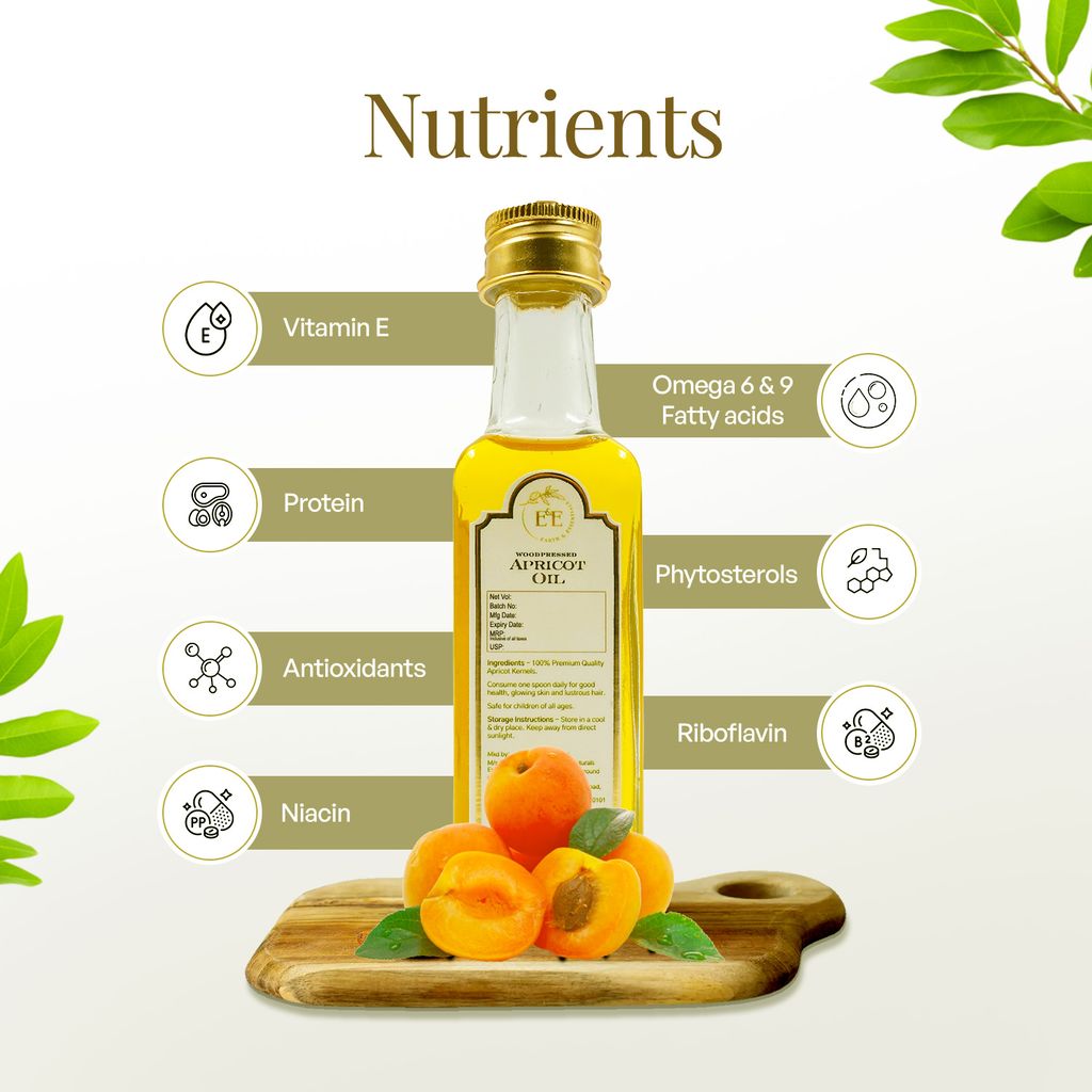 Earth and Essentials Woodpressed Apricot Oil (100ml) | Himachal Khubani Extra Virgin Tel for Skin & Haircare | 100% Pure & Unrefined | Lab Certified | Vitamin E & Antioxidant | Baby Massage & Culinary