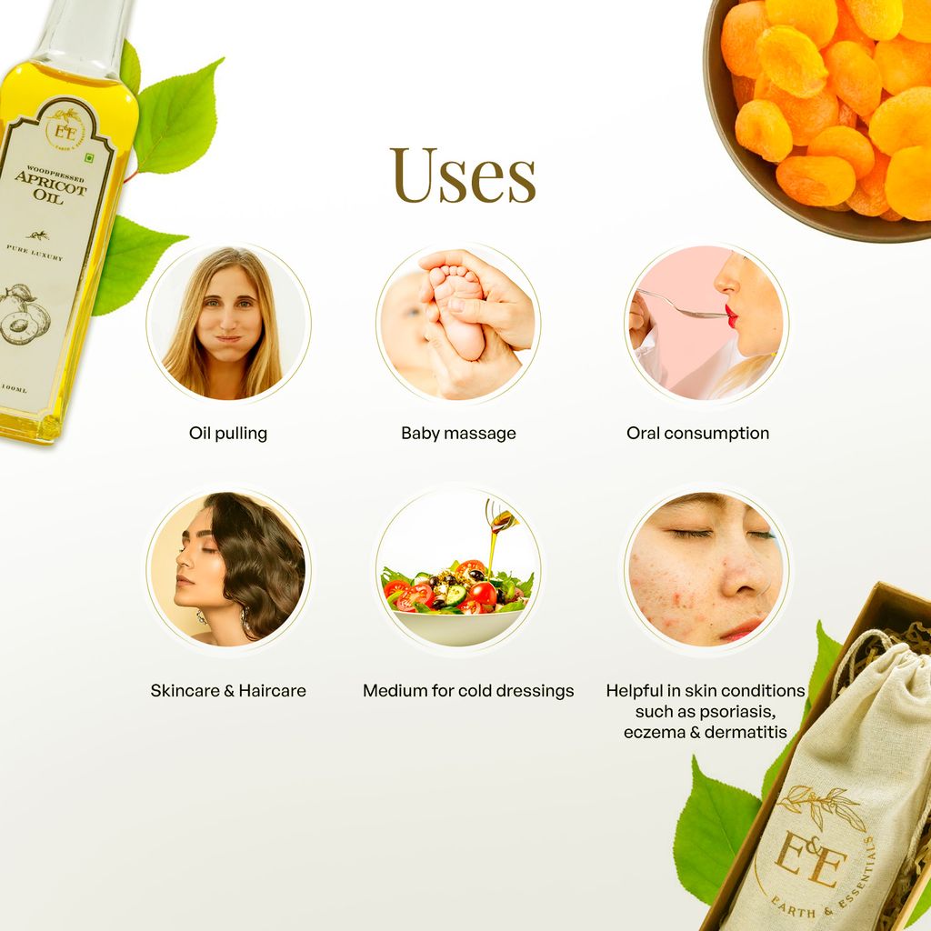 Earth and Essentials Woodpressed Apricot Oil (100ml) | Himachal Khubani Extra Virgin Tel for Skin & Haircare | 100% Pure & Unrefined | Lab Certified | Vitamin E & Antioxidant | Baby Massage & Culinary