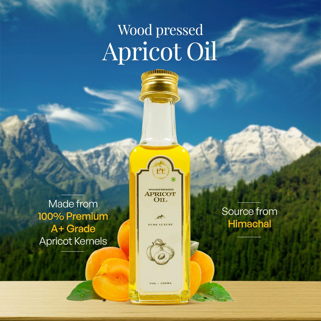 Earth and Essentials Woodpressed Apricot Oil (100ml) | Himachal Khubani Extra Virgin Tel for Skin & Haircare | 100% Pure & Unrefined | Lab Certified | Vitamin E & Antioxidant | Baby Massage & Culinary