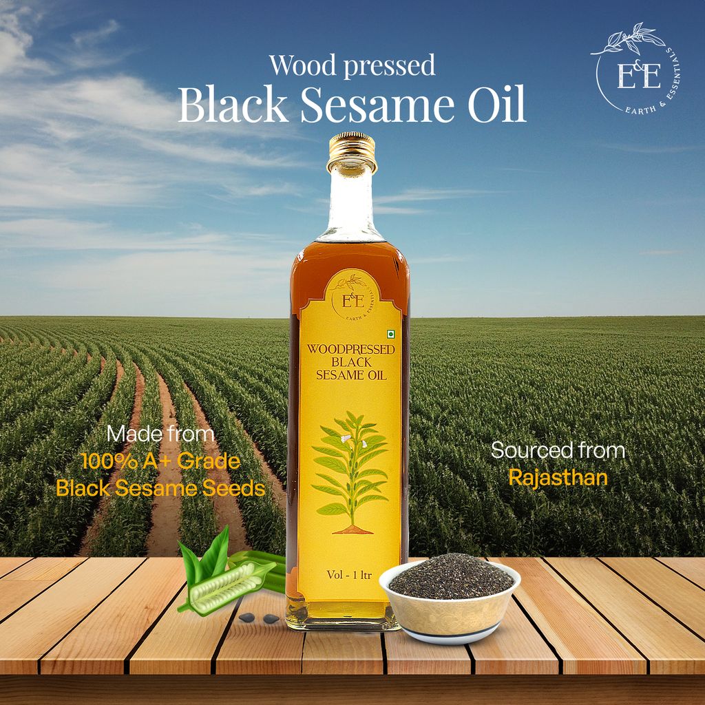 Earth and Essentials Woodpressed Yellow Mustard Oil (1000ml) | Kachi Ghani Sarson Tel | 100% Pure & Unrefined | Low Pungency | Rich in Healthy Fats & Antioxidants | Indian Cooking | Glass Bottle