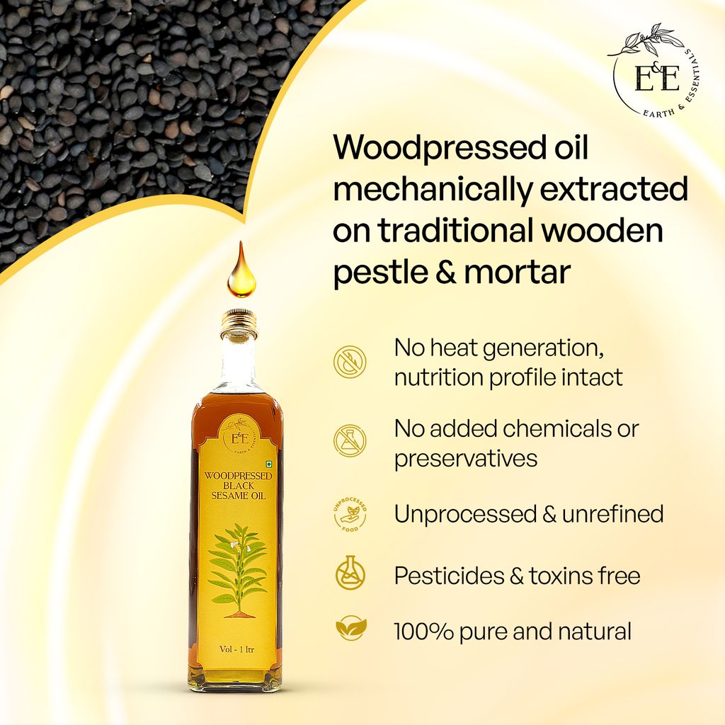 Earth and Essentials Woodpressed Yellow Mustard Oil (1000ml) | Kachi Ghani Sarson Tel | 100% Pure & Unrefined | Low Pungency | Rich in Healthy Fats & Antioxidants | Indian Cooking | Glass Bottle