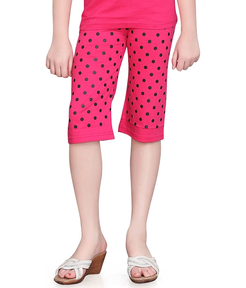 Sinimini Pack of 1 Girls Cotton Capris ( Pink )