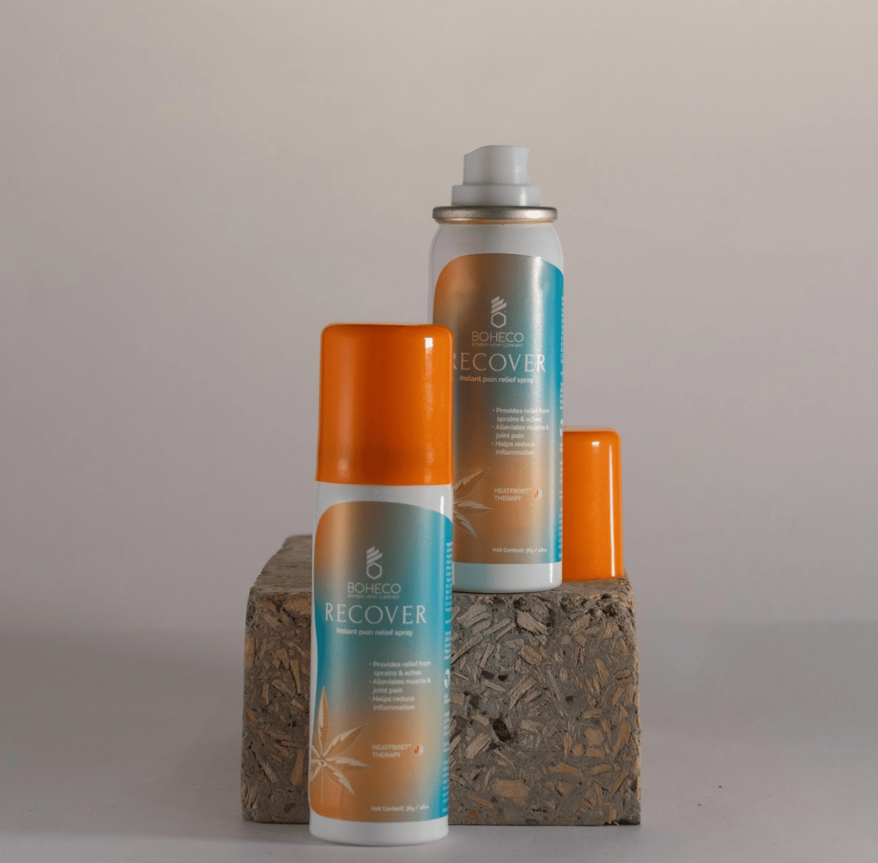 BOHECO RECOVER Instant Pain Relief Spray, Healing Spray for Muscle Relief, With Ayurvedic Properties of Vijaya Leaf Extract, Wintergreen Oil, Camphor, Fast Absorption, HEATFROST™ THERAPY, 48 ml