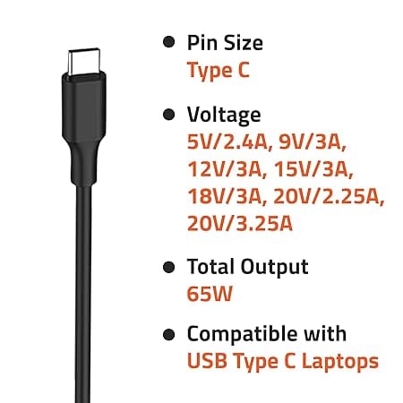 DVM Laptop Adapter Type C Tip  - Fast & Safe Charging