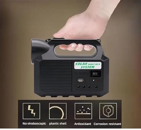 Solar Powered LED Emergency Light Kit with Flashlight