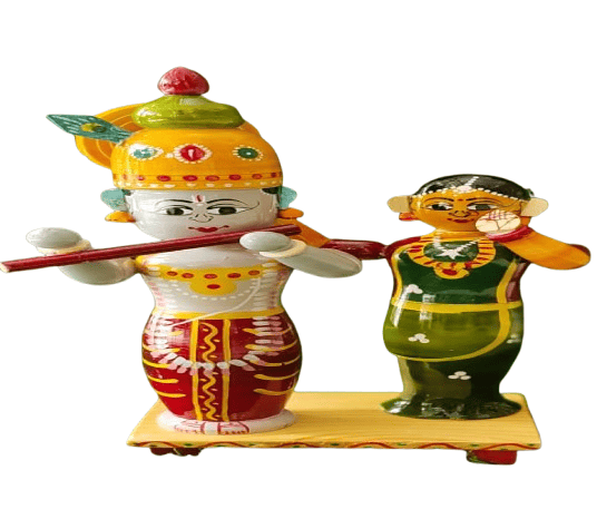 Handcrafted Wooden Idol Radha krishna - Divine Spiritual Art