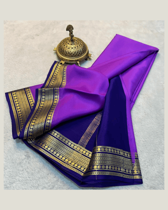 Mysore Crepe Silk Saree with Blouse Piece Purple Elegance