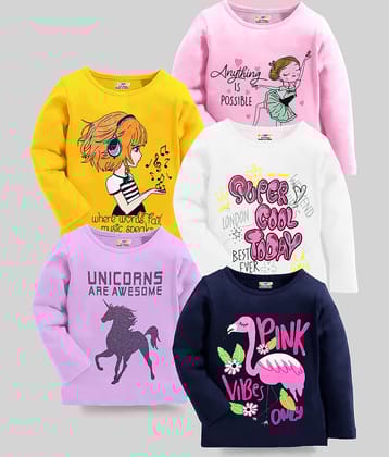 Kuchipoo Pack of 5 Girls Cotton Blend T-Shirt ( Multicolor4 )
