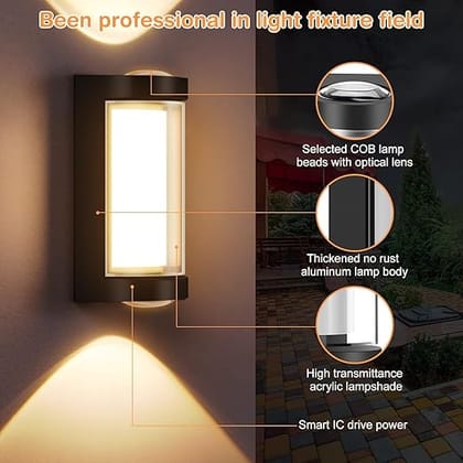 Pack of 2 Modern 4 Watt Led Waterproof Ip65 Wall Light Outdoor Lighting Balcony Lights Home Decor Wall Lamp Wall Mounted Fixtures-Aluminium