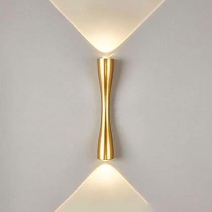 6 Watt LED Indoor/Outdoor UP/Down Creative Wall Light, Warm White, IP-65 Rainproof & Shockproof Body. (Gold)