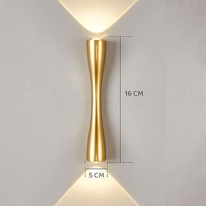 6 Watt LED Indoor/Outdoor UP/Down Creative Wall Light, Warm White, IP-65 Rainproof & Shockproof Body. (Gold)