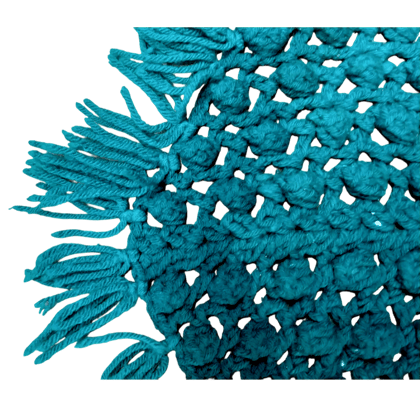 Handmade Turquoise Crochet Decor with Fringe Medium Size Handmade Turquoise Crochet Decor with Fringe Medium Size