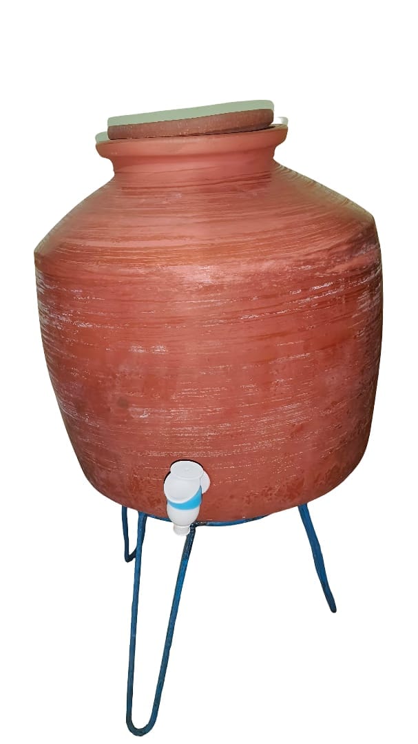 Clay Water Pot with Tap & Stand - Natural Cooling & Healthy Hydration