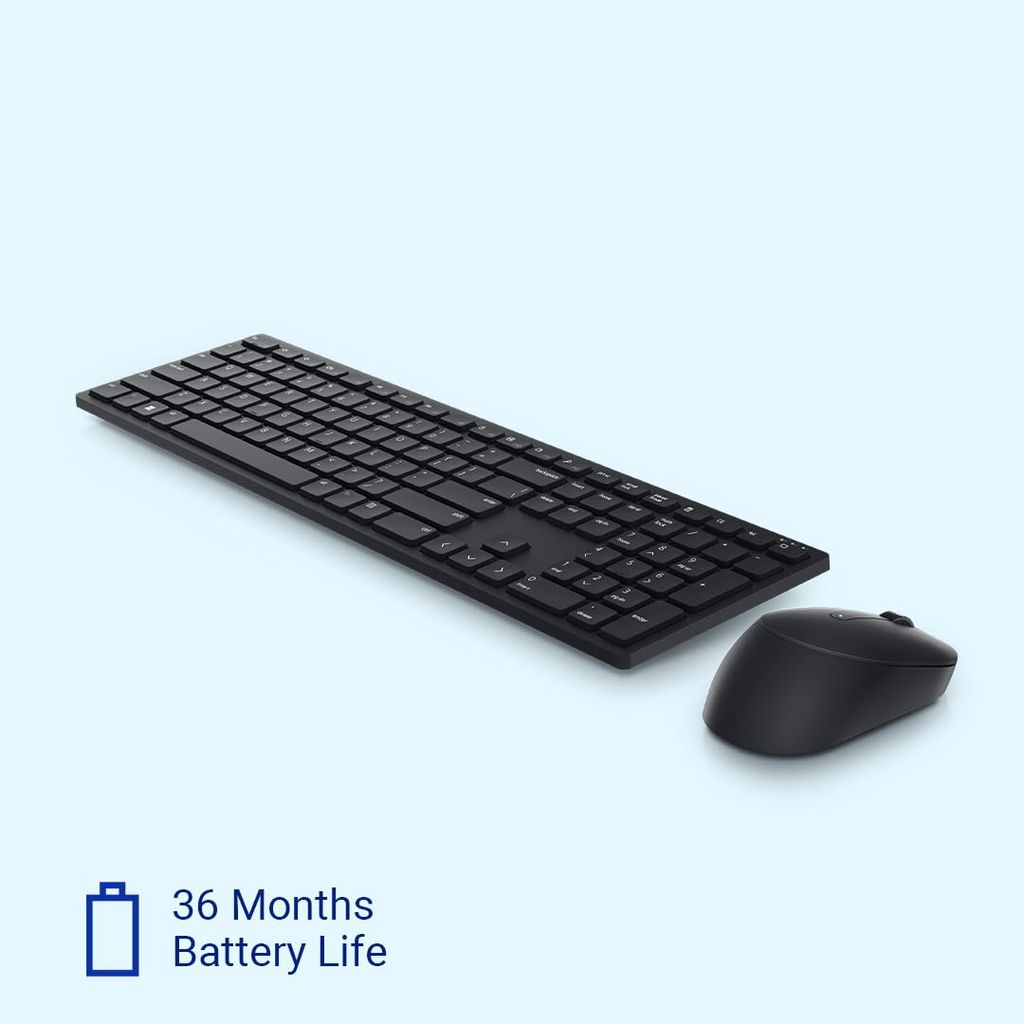 Dell KM5221W Wireless Keyboard & Mouse bundle / combo - RF 2.4GHz Wireless Keyboard with 12 Programmable Keys and 3 Button Optical Mouse, Spill-Resistant Keys (3yr Brand Warranty) ( unboxed)