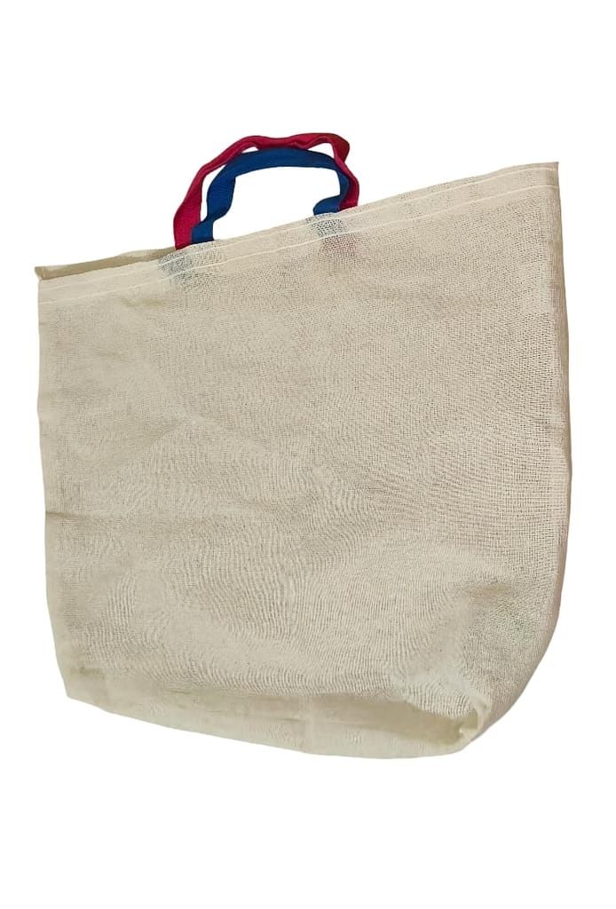 Reusable Canvas Tote Bag with Colorful Handles