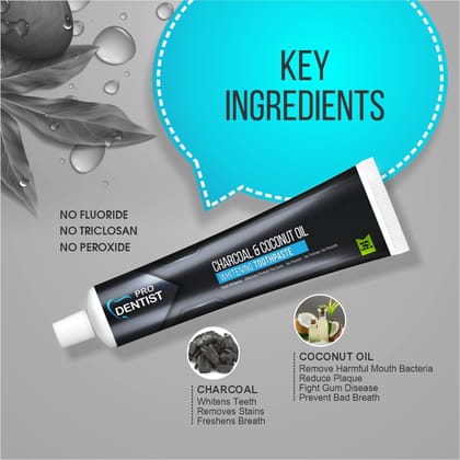 Proveda Pro Dentist Charcoal and Coconut Oil Whitening Toothpaste Pack of 2 (100 gm each)