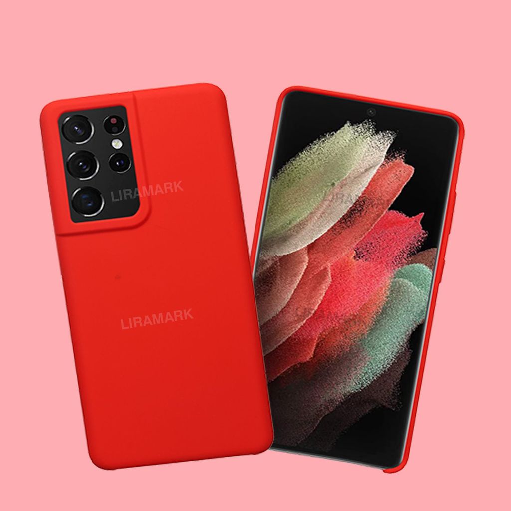 LIRAMARK Liquid Silicone Soft Back Cover Case for Samsung Galaxy S21 Ultra