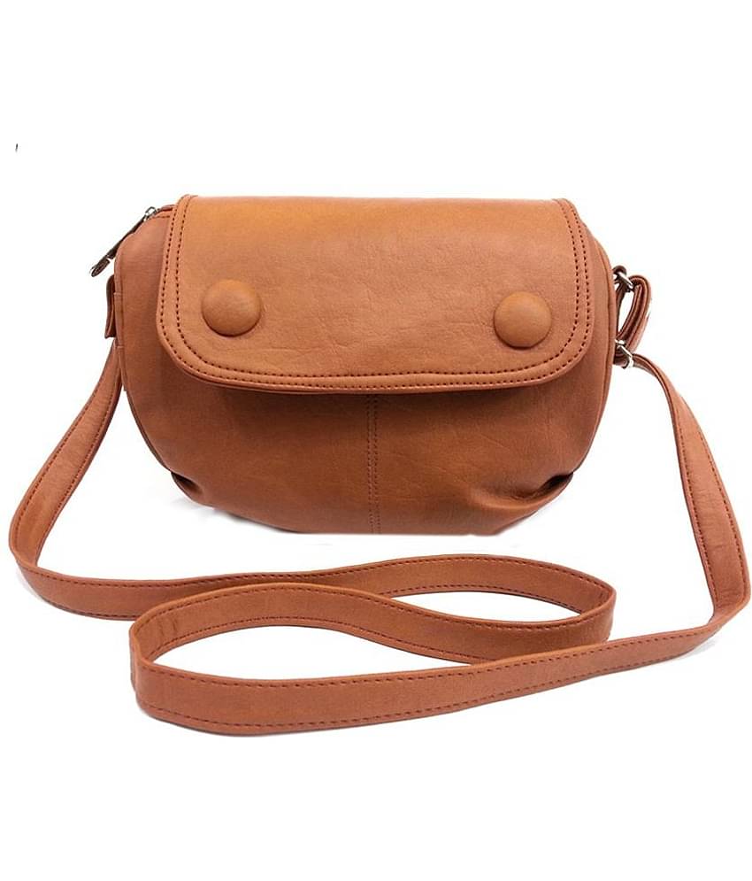 Leather Land Sling Bag Faux Leather Set of 1 ( Tan )
